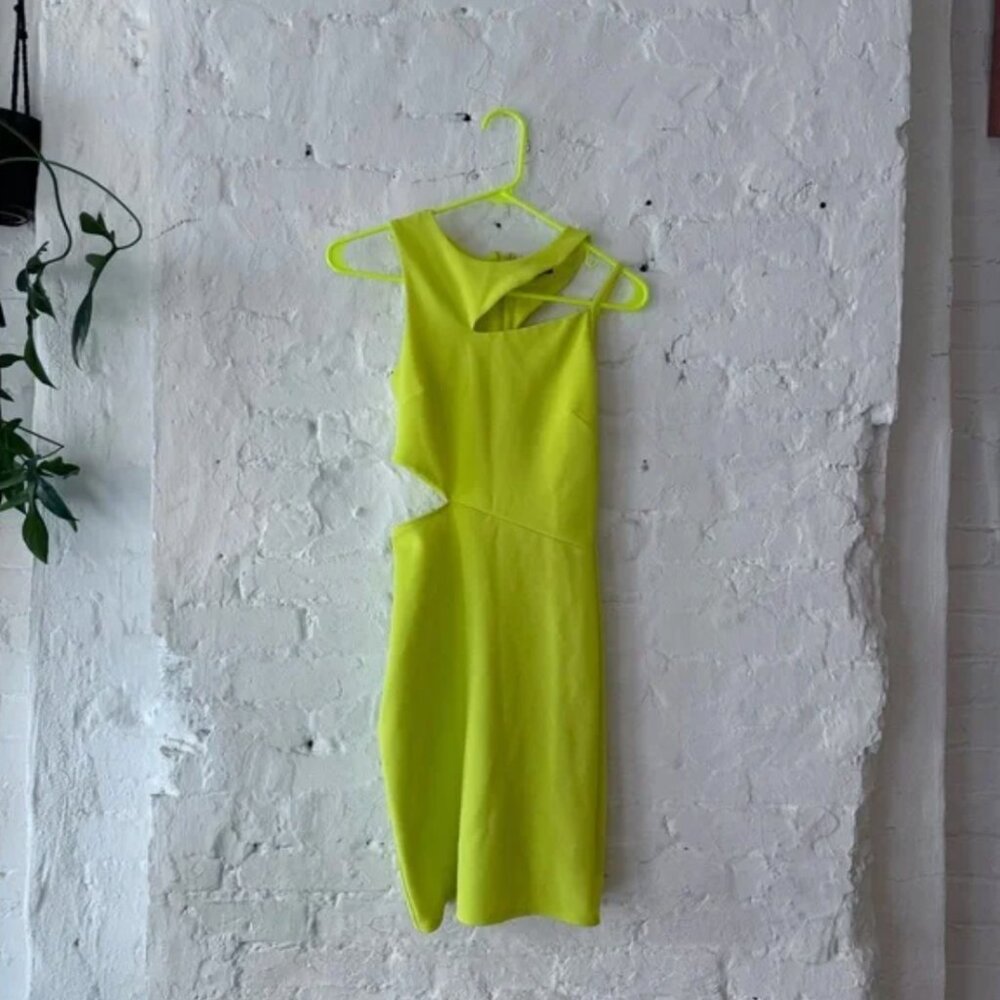 TopShop Yellow One Shoulder Cutout Dress